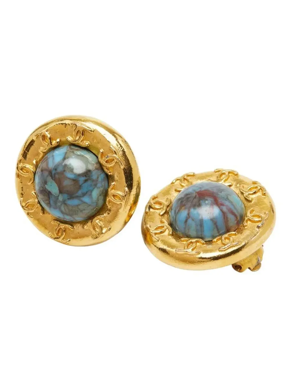 Chanel Cc Logo Round Clip-On Earrings #299650C62B
